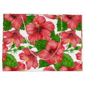 Rood hibiscus waterverf patroon groot cadeauzakje (Achterkant)