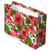 Rood hibiscus waterverf patroon groot cadeauzakje (Voorkant Gekanteld)