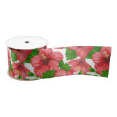 Rood hibiscus waterverf patroon satijnen lint (Spoel)