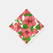 Rood hibiscus waterverf patroon servet (Hoek)