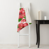 Rood hibiscus waterverf patroon sherpa deken (In situ)