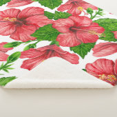 Rood hibiscus waterverf patroon sherpa deken (3/4)