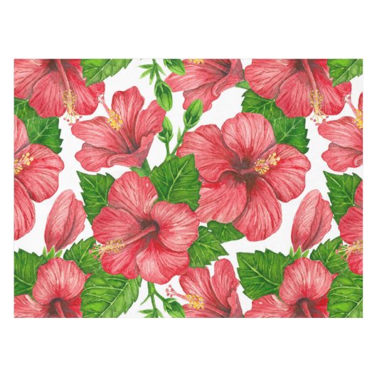 Rood hibiscus waterverf patroon tafelkleed (Voorkant (Horizontaal))