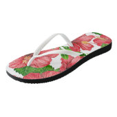 Rood hibiscus waterverf patroon teenslippers (Schuin)