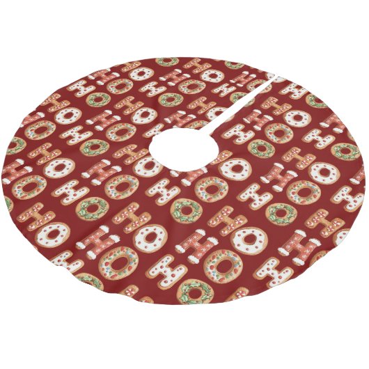 Rood Ho Ho Gingerbread Cookie Kerstmis Kerstboom Rok (Gekanteld)