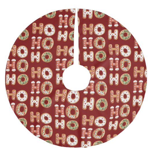 Rood Ho Ho Gingerbread Cookie Kerstmis Kerstboom Rok (Voorkant)