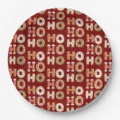 Rood Ho Ho Gingerbread Cookie Kerstmis Papieren Bordje (Voorkant)