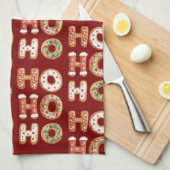 Rood Ho Ho Gingerbread Cookie Kerstmis Theedoek (Quarter Fold)