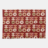 Rood Ho Ho Gingerbread Cookie Kerstmis Theedoek (Horizontaal)