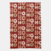 Rood Ho Ho Gingerbread Cookie Kerstmis Theedoek (Verticaal)