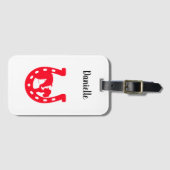 Rood Hoefijzer meisje en paarden Bagagelabel (Voorkant (horizontaal))