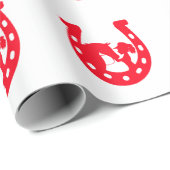 Rood Hoefijzer meisje en paarden Cadeaupapier (Rol Hoek)