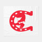 Rood Hoefijzer meisje en paarden Fleece Deken (Voorkant (Horizontaal))