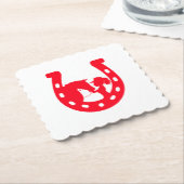 Rood Hoefijzer meisje en paarden Kartonnen Onderzetters (Gebogen)