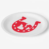 Rood Hoefijzer meisje en paarden Papieren Bordje (Gekanteld)