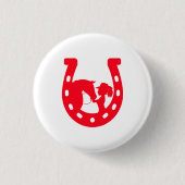 Rood Hoefijzer meisje en paarden Ronde Button 3,2 Cm (Voorkant)