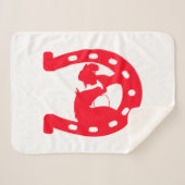 Rood Hoefijzer meisje en paarden Sherpa Deken (Voorkant (horizontaal))