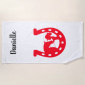 Rood Hoefijzer meisje en paarden Strandlaken (Voorkant)