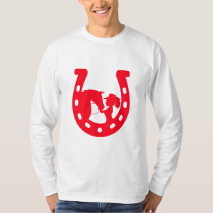 Rood Hoefijzer meisje en paarden T-shirt