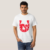 Rood Hoefijzer meisje en paarden T-shirt (Voorkant volledig)