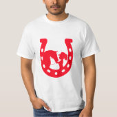 Rood Hoefijzer meisje en paarden T-shirt (Voorkant)