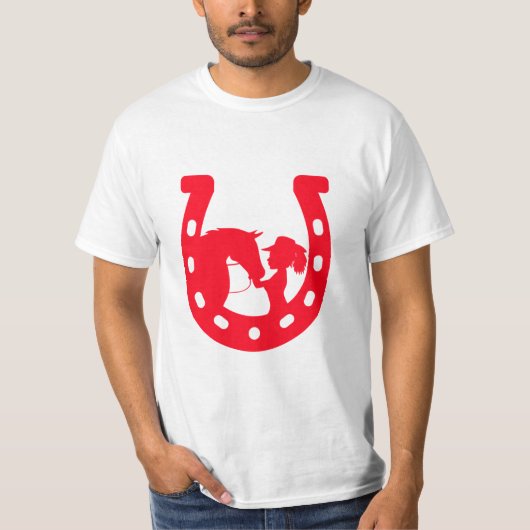 Rood Hoefijzer meisje en paarden T-shirt (Voorkant)