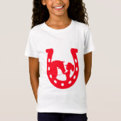 Rood Hoefijzer meisje en paarden T-shirt (Voorkant)
