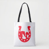 Rood Hoefijzer meisje en paarden Tote Bag (Voorkant)
