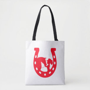 Rood Hoefijzer meisje en paarden Tote Bag