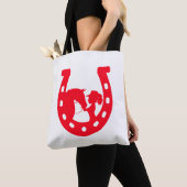 Rood Hoefijzer meisje en paarden Tote Bag (Dichtbij)