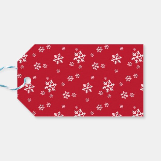 Rood Holly Blauw Sneeuwvlokken Vrolijk Kerstfeest  Cadeaulabel (Achterkant Horizontaal)