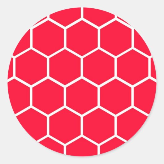 Rood honingraatpatroon ronde sticker (Voorkant)