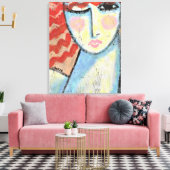 Rood Hoofd Abstract Portret van een Vrouw op OSB-R Canvas Afdruk (Insitu (Woonkamer))