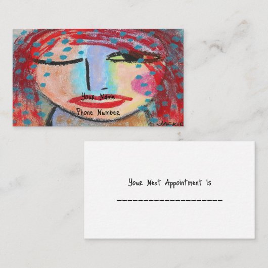 Rood hoofd Abstract portret van een vrouw Visitekaartje (Voorkant / Achterkant)