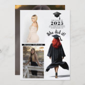 Rood Hoofd Afstudeerder Meisje Afstuderen Foto Aan Kaart (Voorkant / Achterkant)