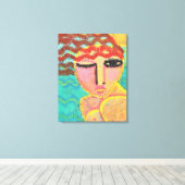 Rood Hoofd bij het Strand Abstract Portret op OSB Canvas Afdruk (Insitu (Houten vloer))