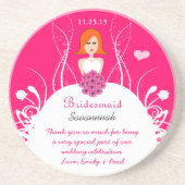 Rood hoofd Bridesmaid Wedding Gown Onderzetter (Voorkant)