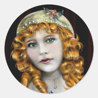 Rood Hoofd meisje, Victoriaans gezicht Ronde Sticker