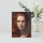 Rood hoofd met sproeten mooie vrouw briefkaart (Staand voorkant)