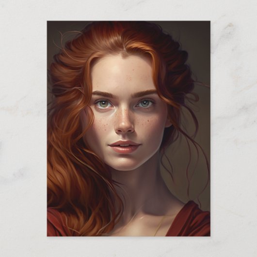 Rood hoofd met sproeten mooie vrouw briefkaart (Voorkant)