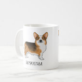 Rood hoofd Tri Pembroke Welsh Corgi en Jouw naam Koffiemok (Voorkant links)