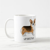 Rood hoofd Tri Pembroke Welsh Corgi en Jouw naam Koffiemok (Links)