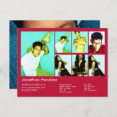 Rood hoofdscherm met 2 knoppen en model briefkaart (Voorkant / Achterkant)