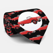 Rood Hotrod 1950s auto patroon Stropdas (Opgerold)
