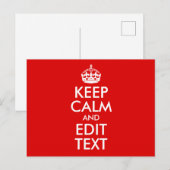 rood Houd kalm en bewerk tekst Briefkaart (Voorkant / Achterkant)