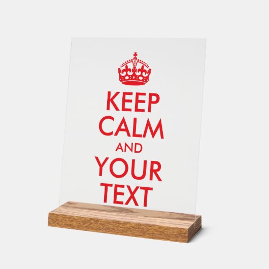 Rood Houd Kalm en Jouw tekst Acryl Bord (Hoek)