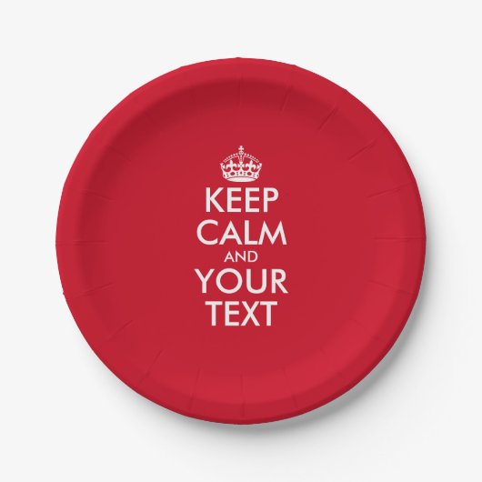 Rood Houd kalm en jouw tekst papier bord (Voorkant)