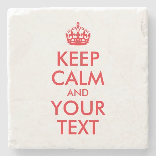 Rood Houd Kalm en Jouw tekst Stenen Onderzetter (Voorkant)