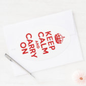 Rood houden kalm en doorgaan ovale sticker (Envelop)