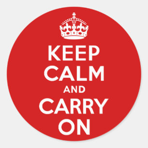 Rood houden kalm en doorgaan ronde sticker